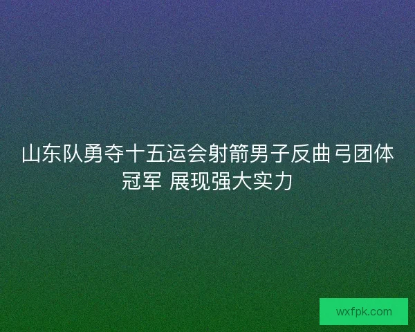 山东队勇夺十五运会射箭男子反曲弓团体冠军 展现强大实力