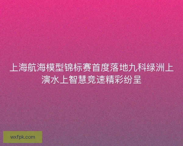 上海航海模型锦标赛首度落地九科绿洲上演水上智慧竞速精彩纷呈