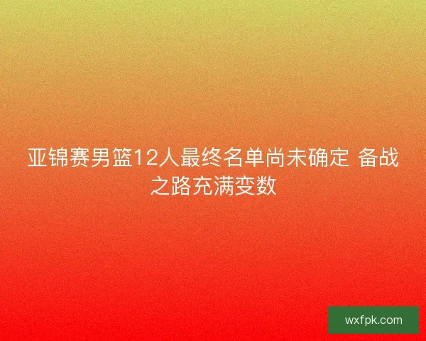 亚锦赛男篮12人最终名单尚未确定 备战之路充满变数